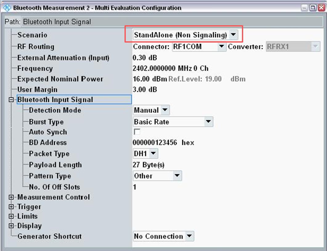 Tester non-signaling receive configuration