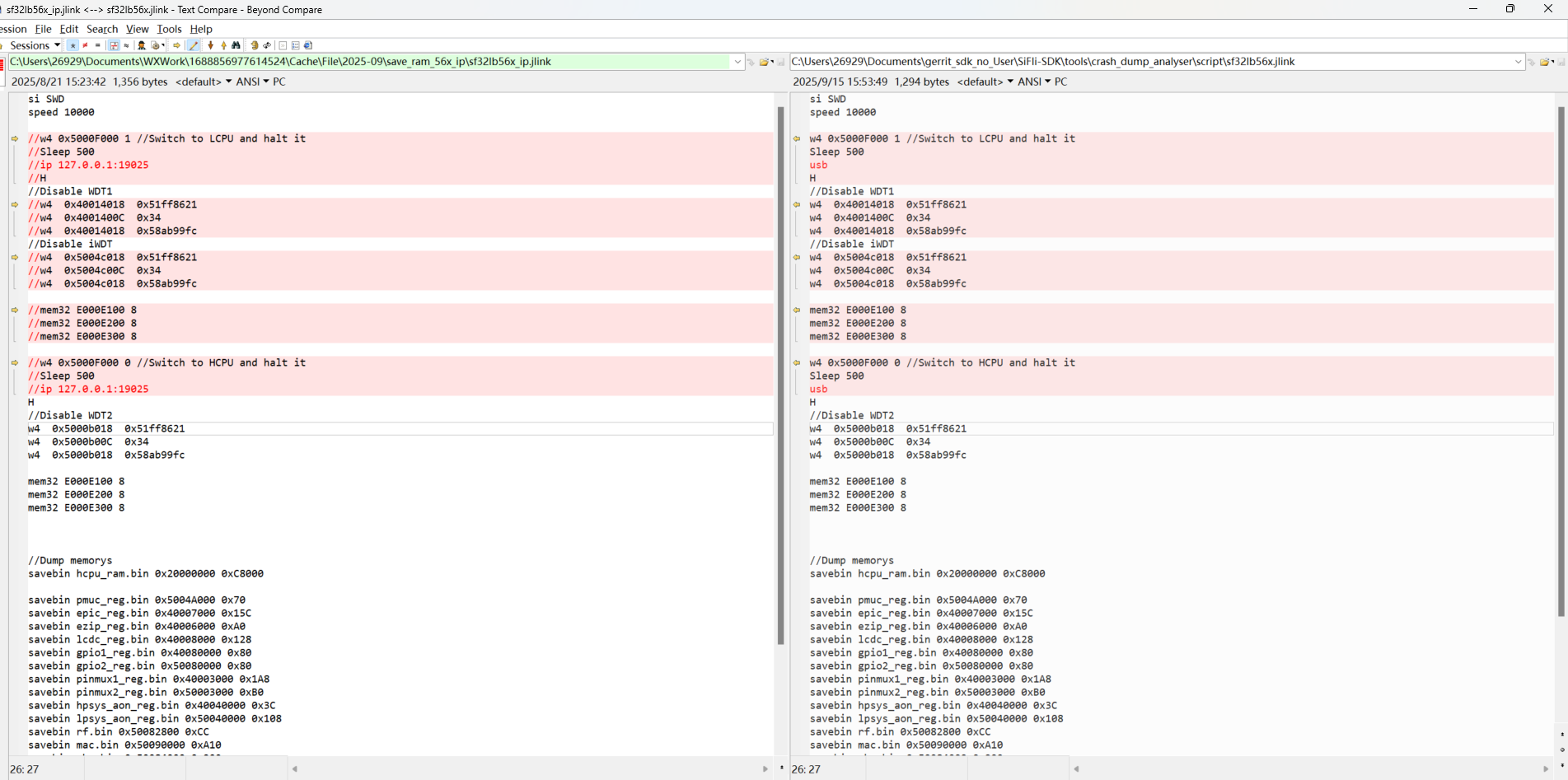 Trace32 capture-script selection example
