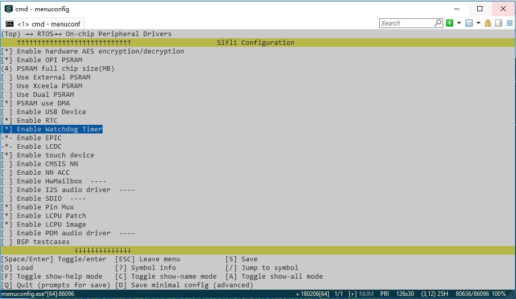 SF32LB52x watchdog timer option in menuconfig