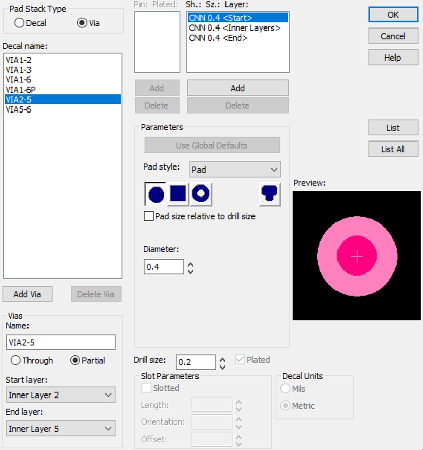 Figure 6.3-3: 2-5 Layer Buried Via Design