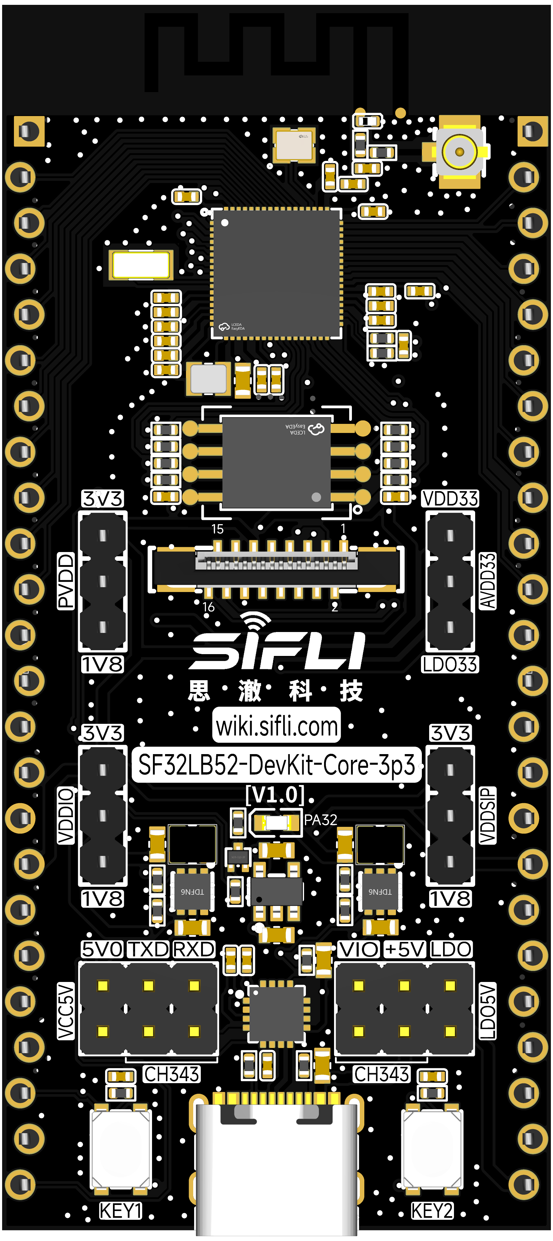 SF32LB52-DevKit-Core-3p3 front view
