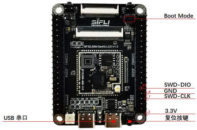 SF32LB58-DevKit-LCD J-Link wiring reference