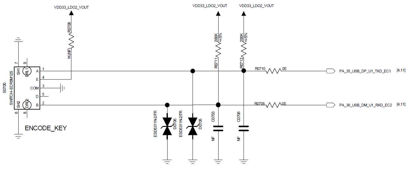 Figure 5.5-5: Mechanical Rotary Encoder Button Circuit