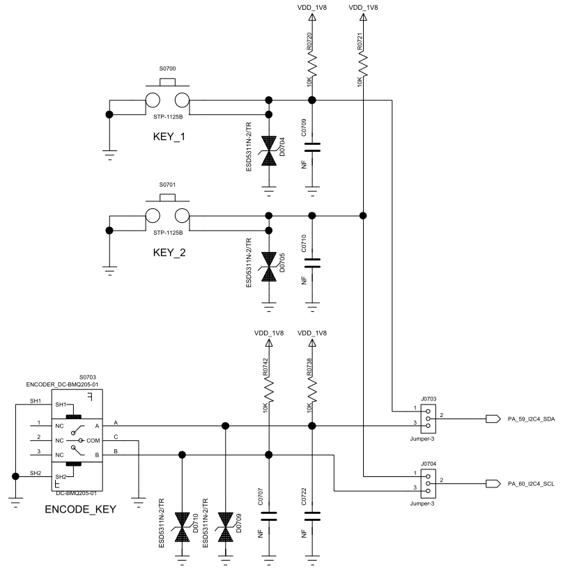 Figure 5.4-9: Function Button / Rotary Encoder Circuit
