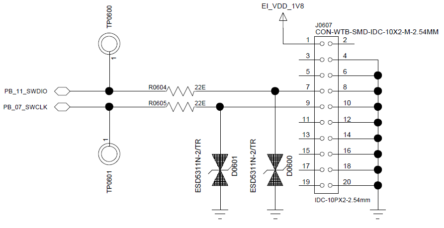 Figure 5.6-1: SWD Debug Interface Circuit