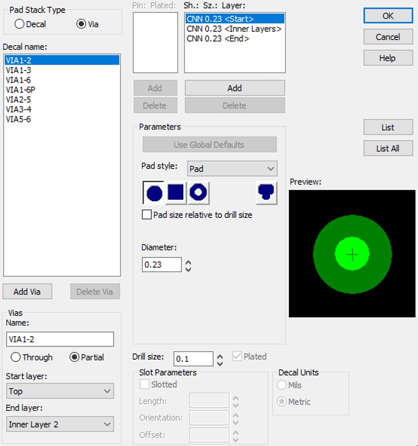 Figure 6.3-1: 1-2 Layer Blind Via Design